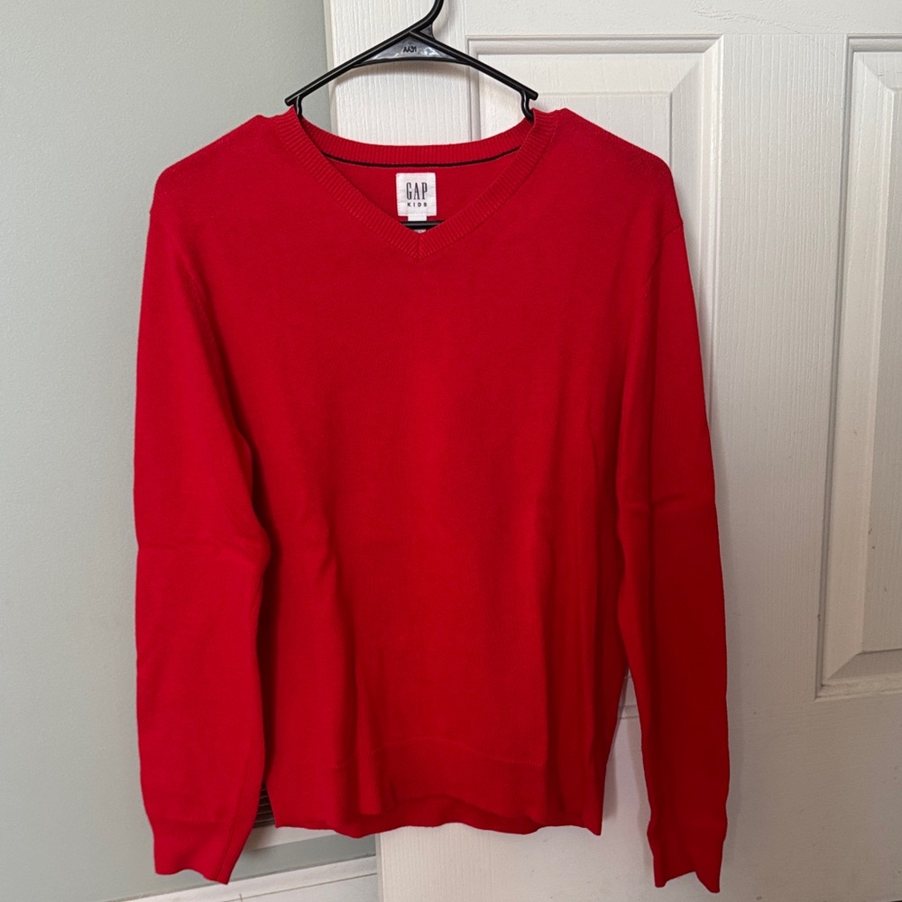GAP Men's Bold Red V-Neck Sweater
